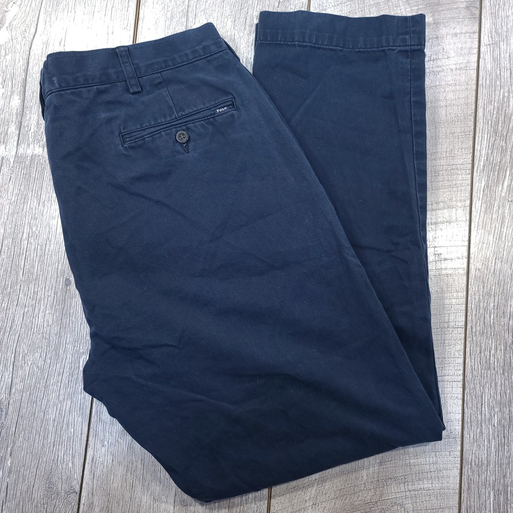 Polo Ralph Lauren Chinos Mens 38x31 Navy Blue Slim Fit Cotton Twill Pants